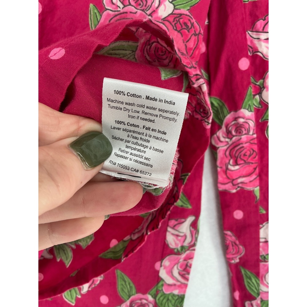 Mahogany Pajama Set Women XL Pink Floral Polka Dot 100% Cotton Long Sleeve Pants - Picture 6 of 12